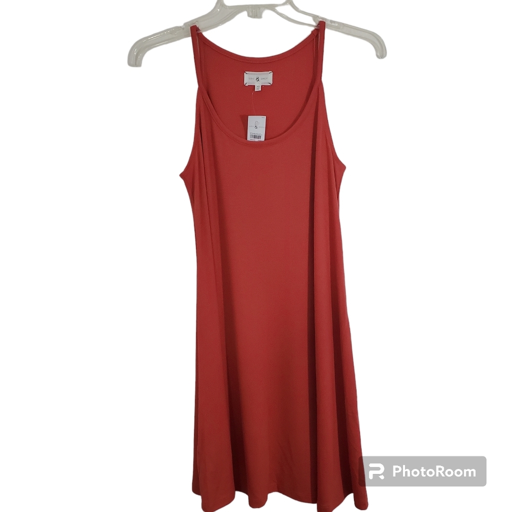 NWT Lou & Grey Sleeveless Trapeze Swing Dress Brick Red Size XS Casual Comfy